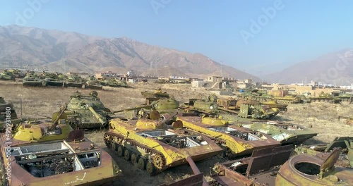 View of damage Russian's Tanks to have destroyed in Afghanistan 30 years ago by Mujahedeen Panjshir Kabul Afghanistan,  photo