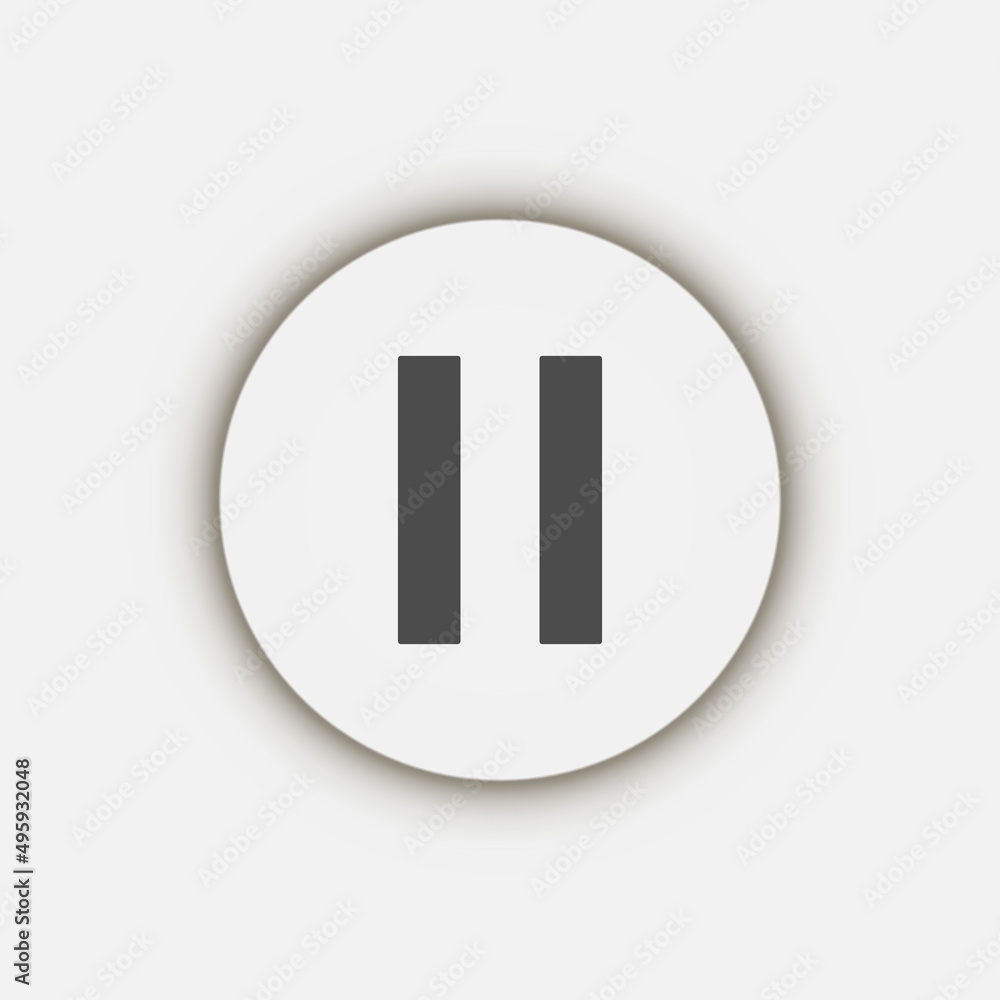 Pause sign. Grey icon on white background. Pause icon. Pause sign. Grey icon on white background. Pause icon.