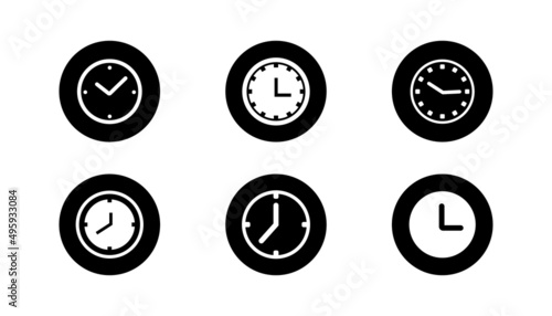 Set of vector with clock icon on simple white background.