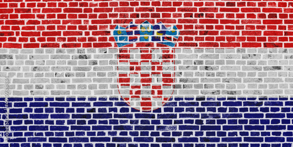 Flag of Croatia painted on a brick wall Flag of Croatia painted on a brick wall
