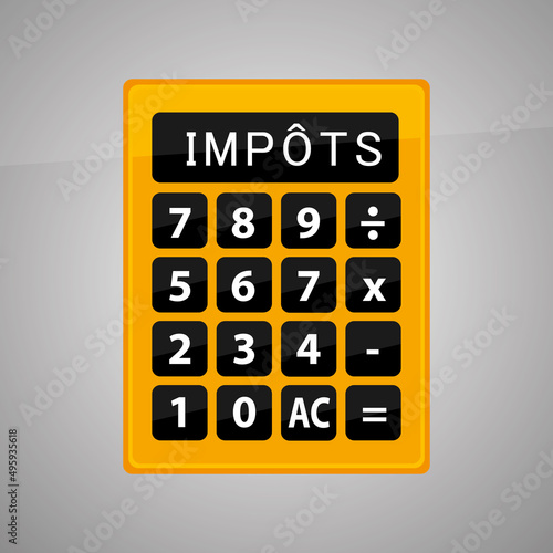 Calculatrice orange. Calcul des impôts. Icône vectoriel.