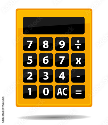 Orange calculator. Vector icon with shadow.