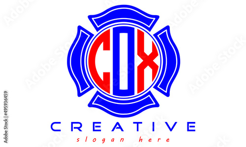 COX three letters circle monogram initial geometric curves logo design
