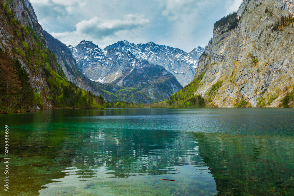 Obersee - mountain lake in Alps. Bavaria, Germany