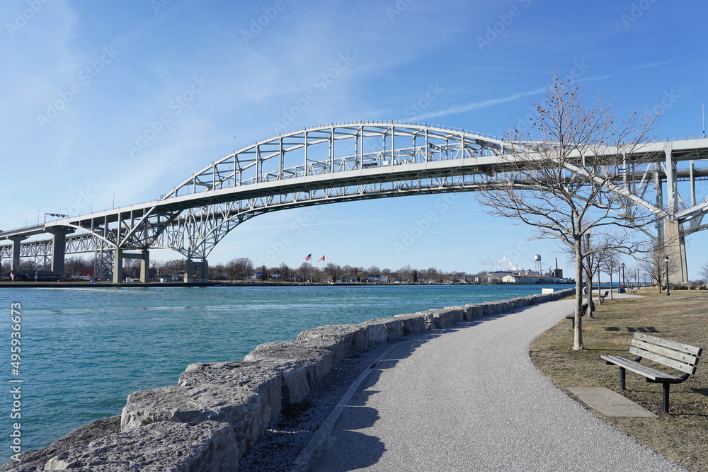 Twin bridge over the river