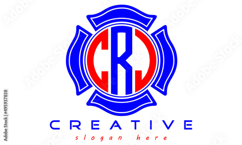 CRJ three letters circle monogram initial geometric curves logo design