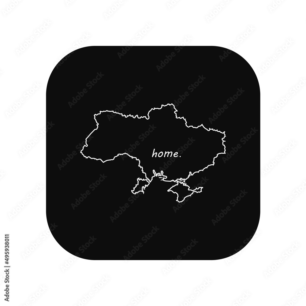 Icon for use in applications of various gadgets. Country map Ukraine is my home. Flat minimal style. Icon for use in applications of various gadgets. Country map Ukraine is my home. Flat minimal style.
