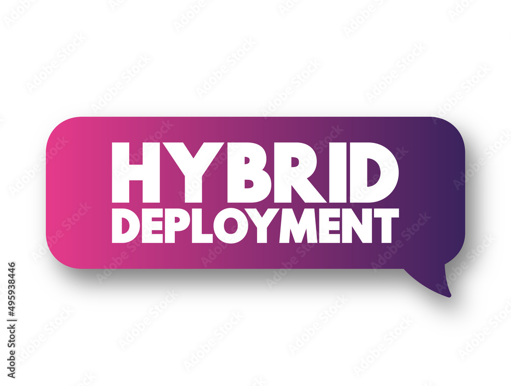 Hybrid Deployment - combining an on-premises or hosted environment with a cloud-based platform, text concept message bubble Hybrid Deployment - combining an on-premises or hosted environment with a cloud-based platform, text concept message bubble