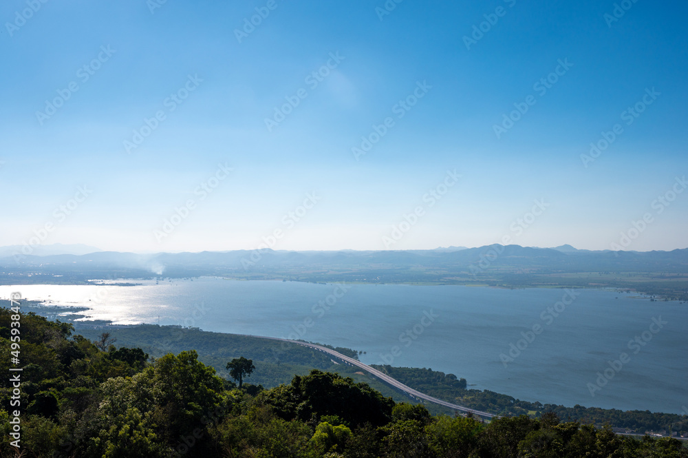 Fototapeta premium Beautiful landscape of Lam Ta Khong reservoir at Khao Yai Thiang mountian Nakhon Ratchasima, Thailand.