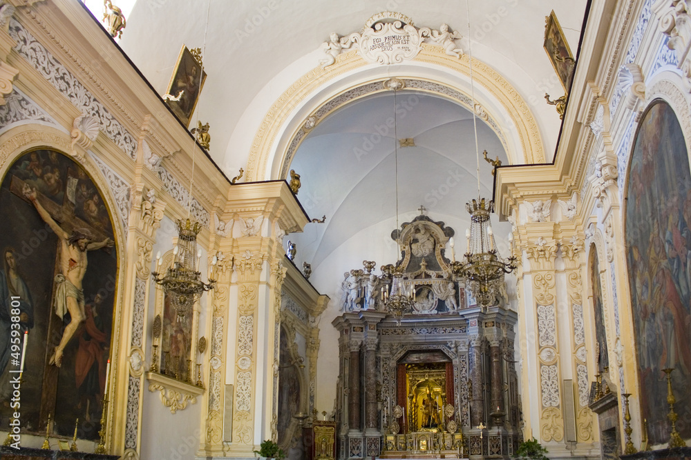 Interior of Church of Sant Pancrazio in Taormina, Sicily, Italy