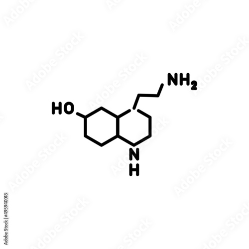 Serotonin formule color line icon. Pictogram for web page