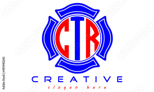 three letters  CTR circle monogram initial geometric curves logo design