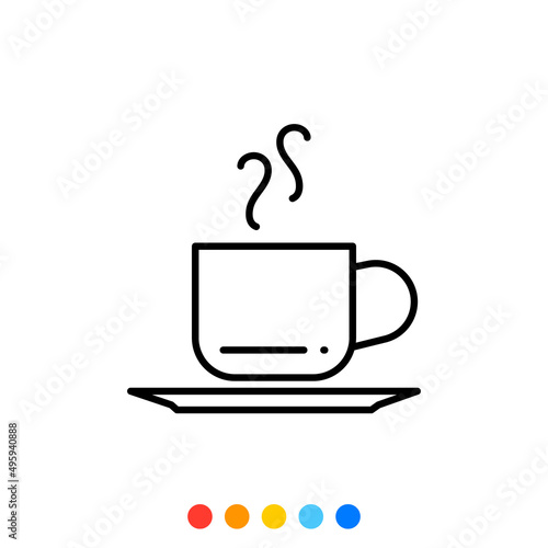 Tea or coffee cup icon  Vector and Illustration.