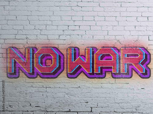 No War concept image painted on brick Wall