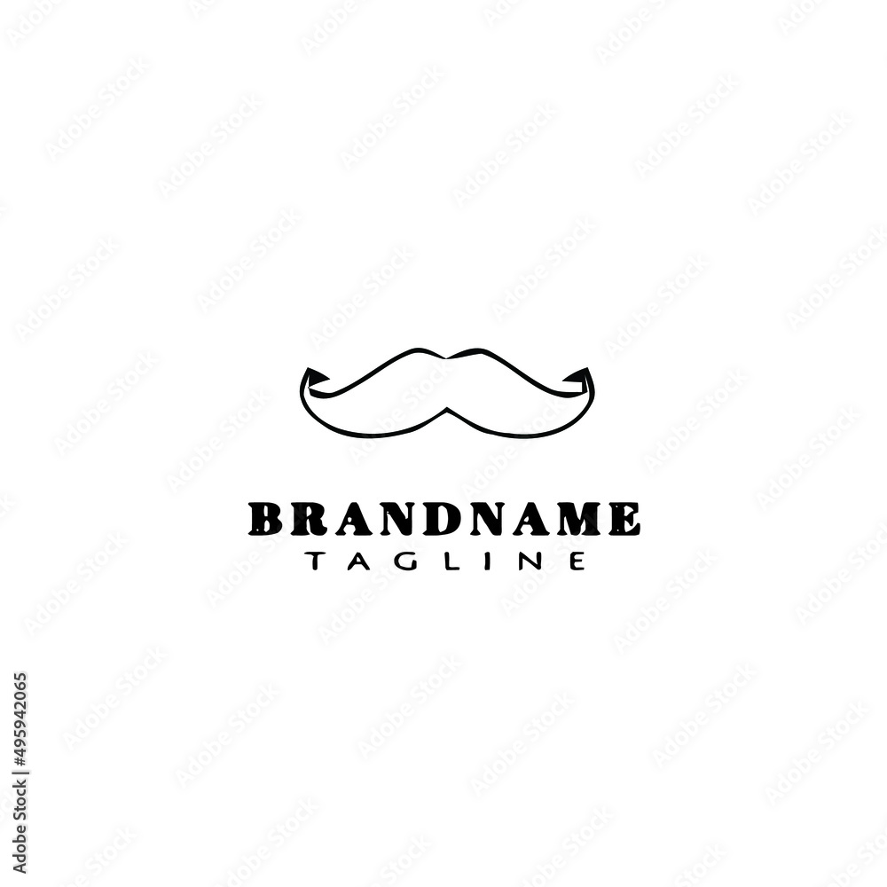 Obraz premium mustache cartoon logo icon design template black cute illustration