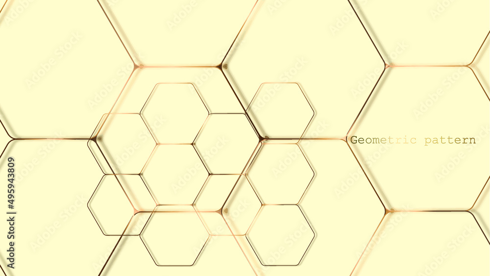luxury banner with golden hexagons and shadow. vector illustration. Suitable as wallpaper background, cover, template. luxury banner with golden hexagons and shadow. vector illustration. Suitable as wallpaper background, cover, template.
