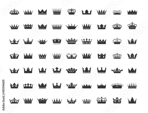 Fototapeta Naklejka Na Ścianę i Meble -  Set King Crowns. Vector Icons.