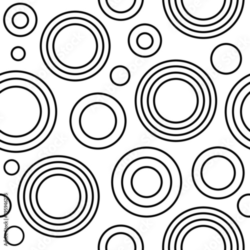Seamless pattern with thin line black circles