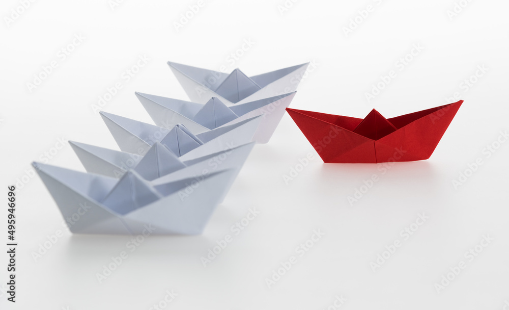 The red origami boat is the winner