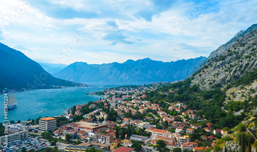 montenegro kotor city top view in summer