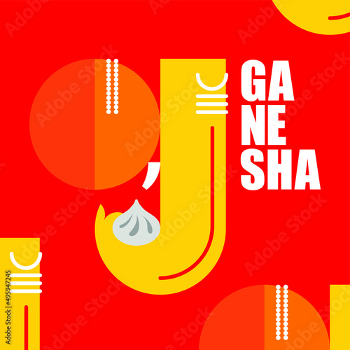 Happy ganesh chaturthi. Typo colourful vector  illustration of Lord Ganesha