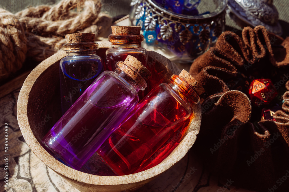 Magic potions in glass bottles Magic potions in glass bottles