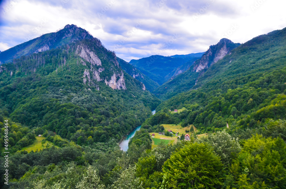 Tara river canyon view from above montenegro summer cloudy day