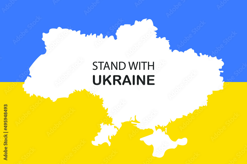 Fototapeta premium Ukraine flag and map with message stand with Ukraine