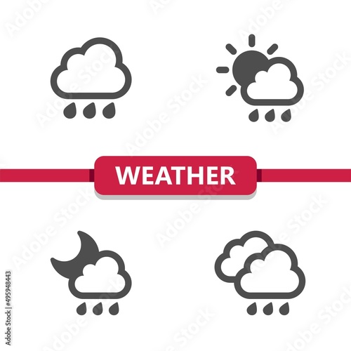 Weather Icons - Rain, Raining, Cloud, Sun, Day, Moon, Night