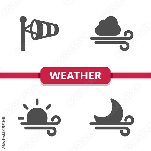Weather Icons - Wind, Windy, Windsock, Cloud, Sun, Moon, Day, Night