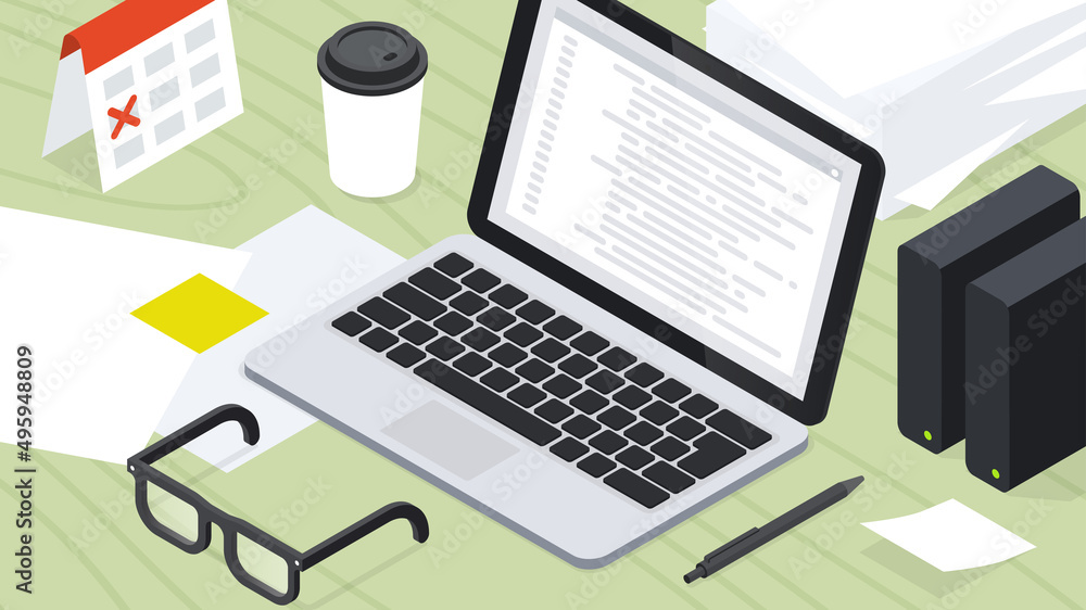 Isometric Coding Vector Illustration Isometric Coding Vector Illustration