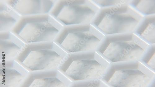 Photos Detalle de cuadrícula de celdas hexagonales en rejilla de plástico blanco