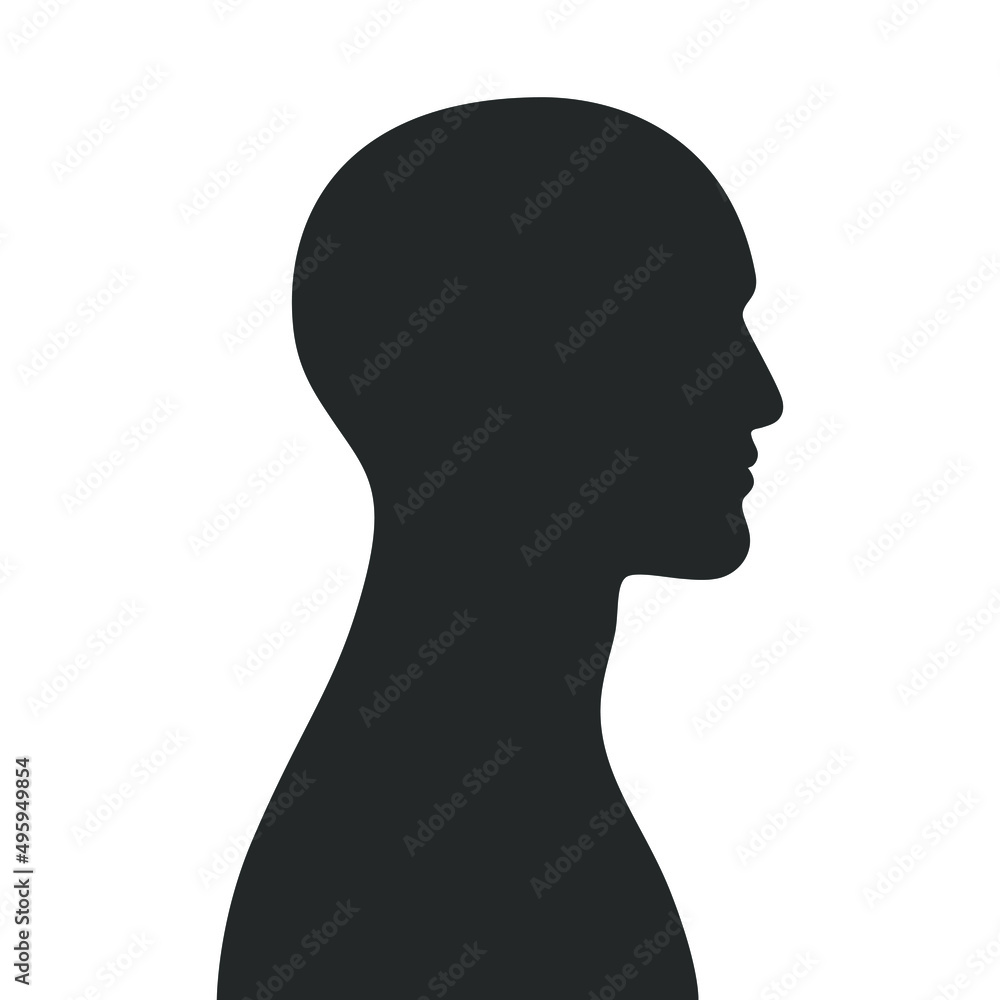 Man silhouette graphic icon. Male profile symbol isolated on white background. Vector illustration