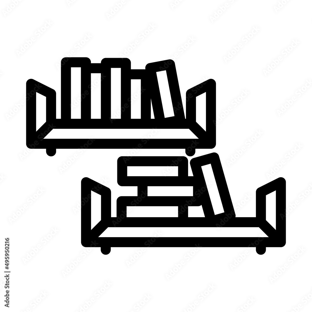 bookshelf furniture line icon vector. bookshelf furniture sign. isolated contour symbol black illustration bookshelf furniture line icon vector. bookshelf furniture sign. isolated contour symbol black illustration