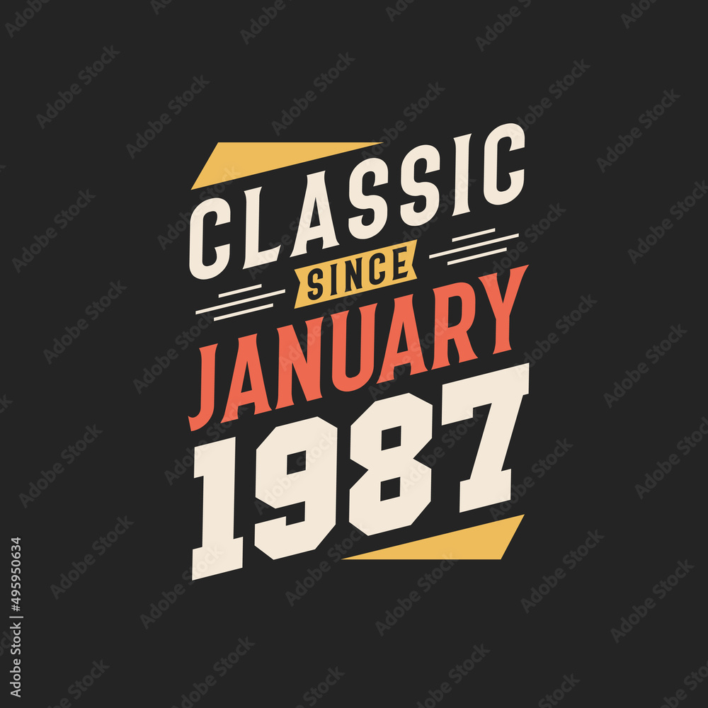 Classic Since January 1987. Born in January 1987 Retro Vintage Birthday