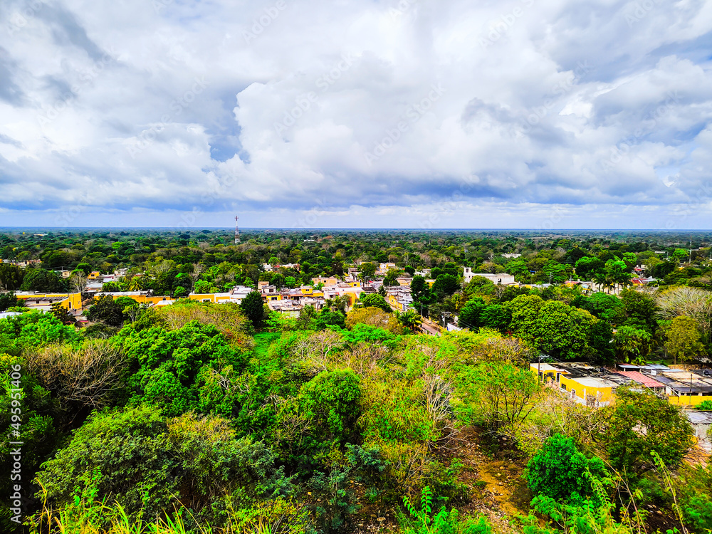 Cool view of mexican village from the hill, Mexico