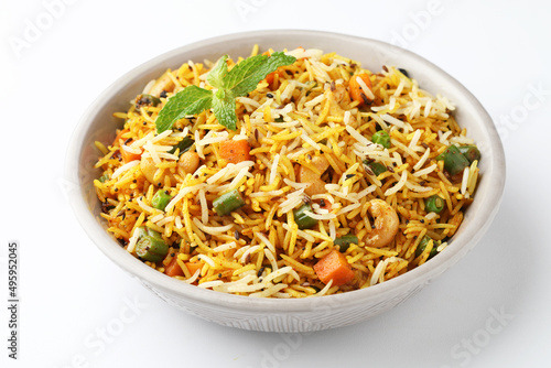 Veg biryani or veg pulav, Fried rice indian food
