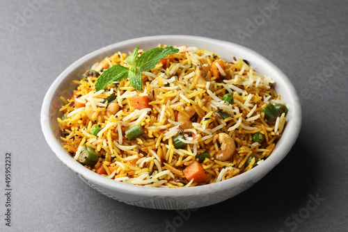 Veg biryani or veg pulav, Fried rice indian food
