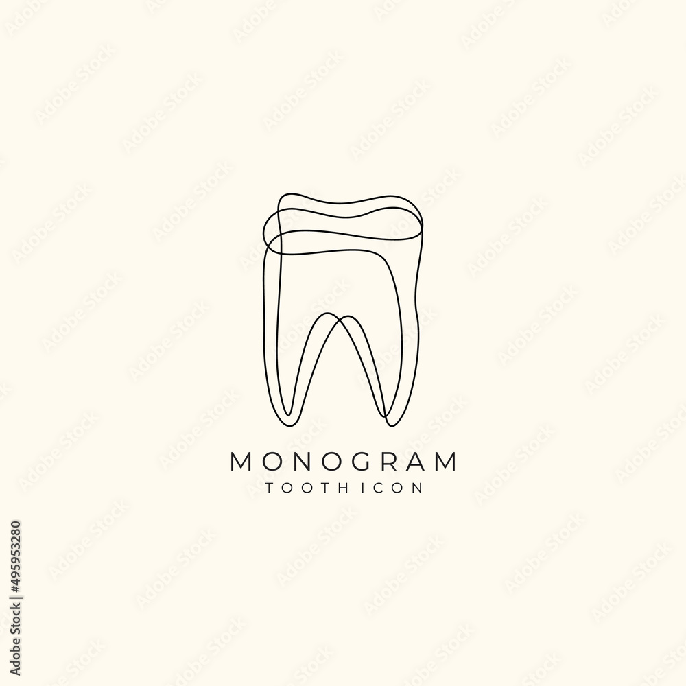 Abstract Monogram Dental logo with tooth icon Premium Vector Template Abstract Monogram Dental logo with tooth icon Premium Vector Template