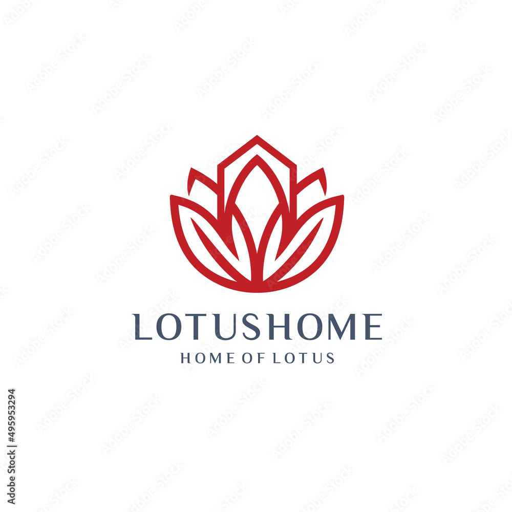 Elegant lotus and House logo design vector template Elegant lotus and House logo design vector template