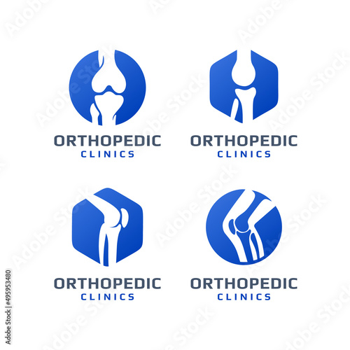 Set of knee joint bone logo vector illustration design template