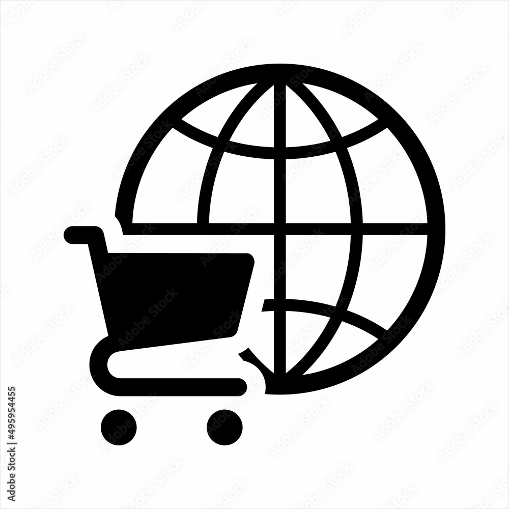 Global shopping icon. Vector and glyph Global shopping icon. Vector and glyph