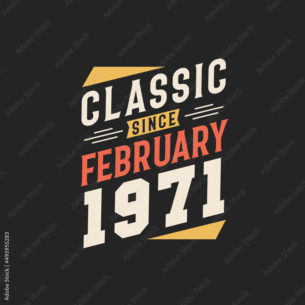 Classic Since February 1971. Born in February 1971 Retro Vintage Birthday