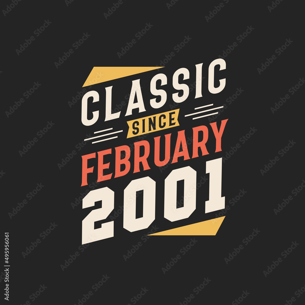 Classic Since February 2001. Born in February 2001 Retro Vintage Birthday