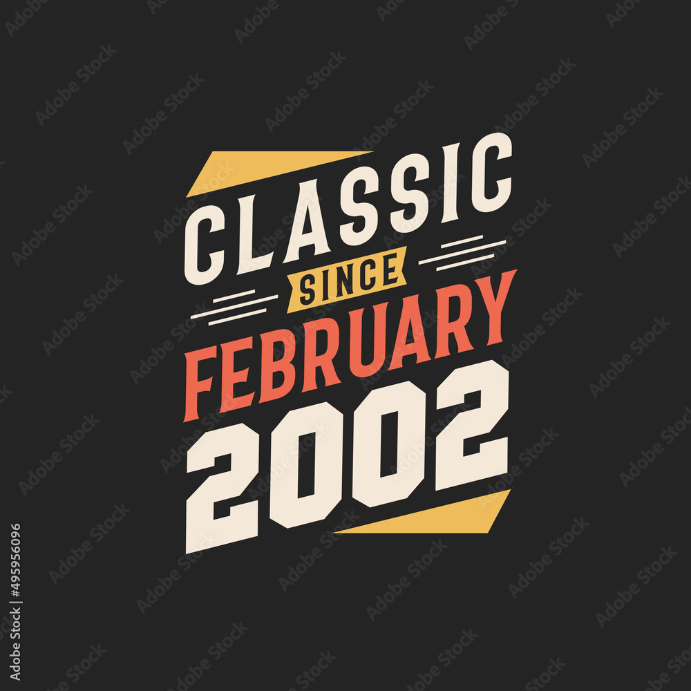 Classic Since February 2002. Born in February 2002 Retro Vintage Birthday