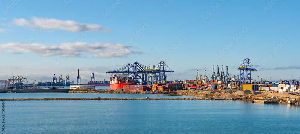 Panoramic industrial port of Valencia, Spain

