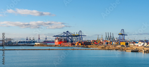 Panoramic industrial port of Valencia, Spain