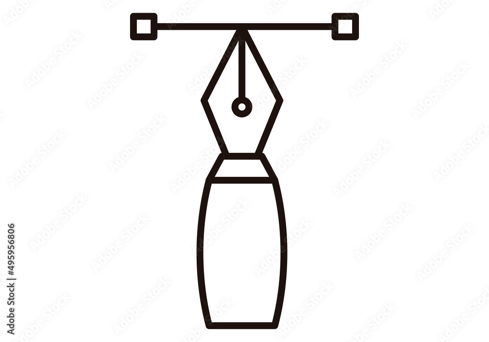 Icono negro de pluma de diseño en fondo blanco. Icono negro de pluma de diseño en fondo blanco.