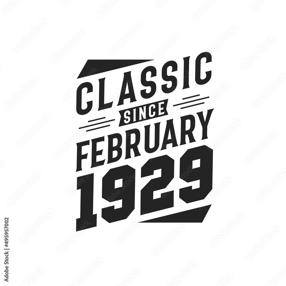 Born in February 1929 Retro Vintage Birthday, Classic Since February 1929