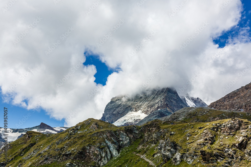 panorama mountains with clouds, switzerland panorama mountains with clouds, switzerland